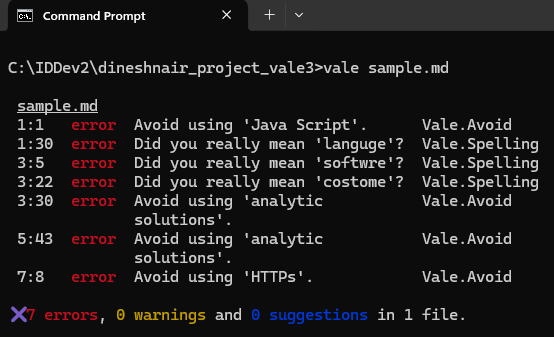 Spell check issues and rejected terms found by Vale