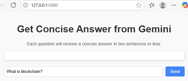 Flask app showing a question in the input box