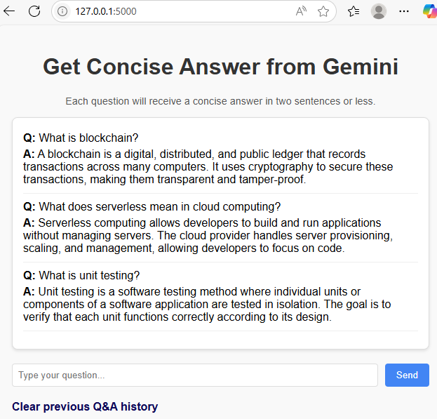 Flask app showing all questions and answers above input box